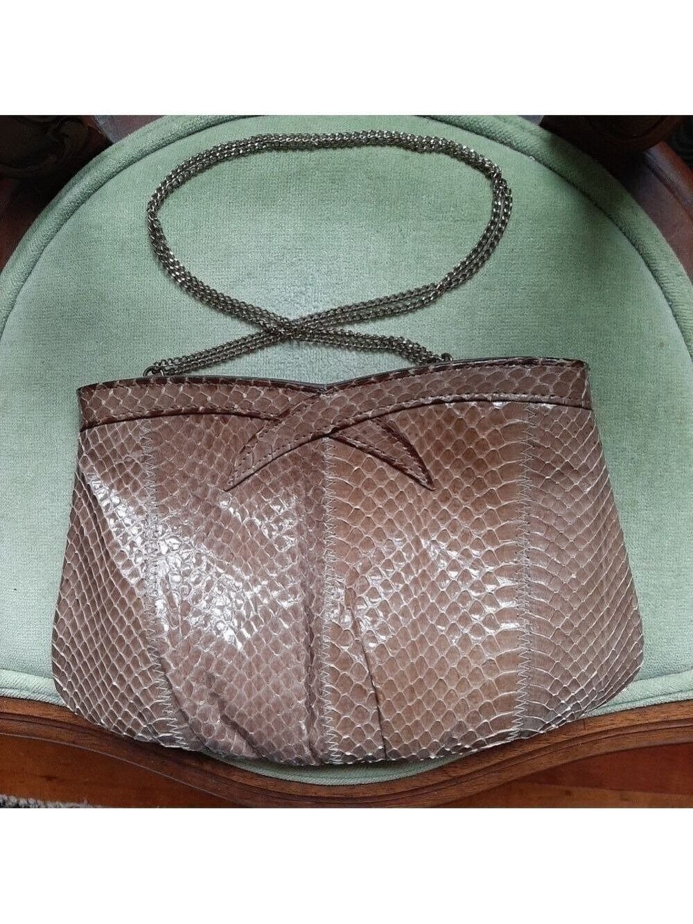 Vintage Snakeskin Clutch Chain Strap Shoulder Bag